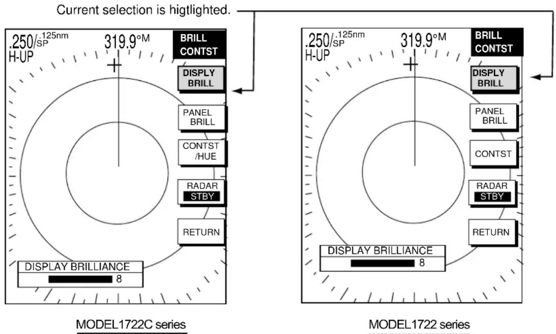 FURUNO 1722C - Display brilliance, panel brilliance - 1