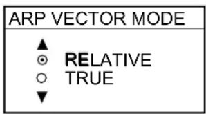 ARP VECTOR MODE ▲ ○ RELATIVE ○ TRUE ▼