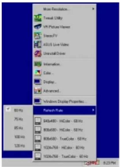 Main Resolution... Treadout Utility VH Picture Viewer Stereo/V All2/5 Live Video Uninstall Driver Information... Color... Display... Advanced... Windows Display Properties... 80 Hz 75 Hz 85 Hz 100 Hz 120 Hz Faintech Note 848x480 - HColor - 68 Hz 808x680 - HColor - 68 Hz 808x680 - TrueColor - 68 Hz 1024x768 - HColor - 80 Hz 1024x768 - TrueColor - 60 Hz
