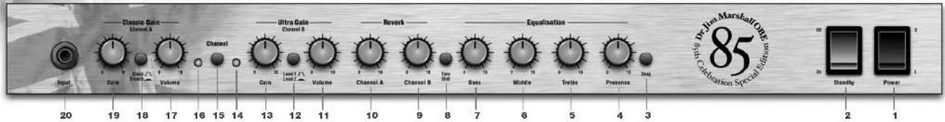Classic Gain Channel A Channel Channel Channel B Channel Channel B Channel A Channel B Channel B Reverb Equalisation Dr Jim Mars Hall 85% Stable Power 20 19 18 17 16 15 14 13 12 11 10 9 8 7 6 5 4 3 Standby Power