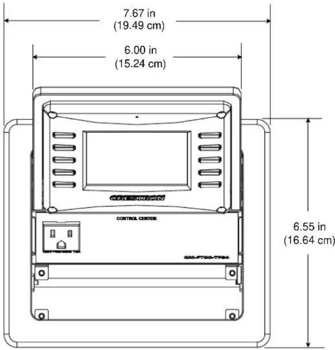 7.67 in (19.49 cm) 6.00 in (15.24 cm) CONTROL CENTER 6.55 in (16.64 cm)