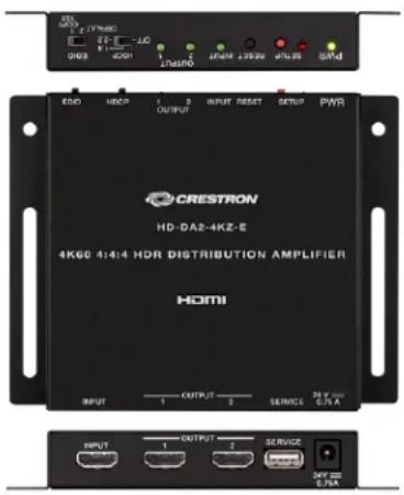 HDD 217800 217800 217800 217800 217800 217800 217800 217800 217800 217800 217800 217800 217800 217800 217800 E5D HDCP OUTPUT INPUT RESET SETUP PWR CRESTRON HD-DA2-4KZ-E 4K60 4:4:4 HDR DISTRIBUTION AMPLIFIER HDMI INPUT OUTPUT SERVICE 24 V C.S.A. INPUT OUTPUT SERVICE 24 V C.S.A.