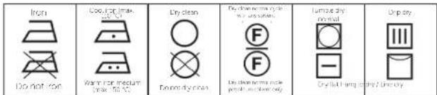 Iron Do not dry Cool for max. Warm for medium. Dry clean Dry dry dry grain Dry dry dry grain Dry dry dry grain Dry dry dry grain Dry dry dry grain