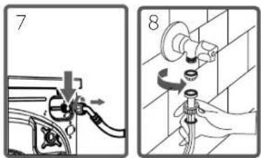 Diagram showing two steps of a car electrical switch installation, labeled 7 and 8, with arrows indicating the process.