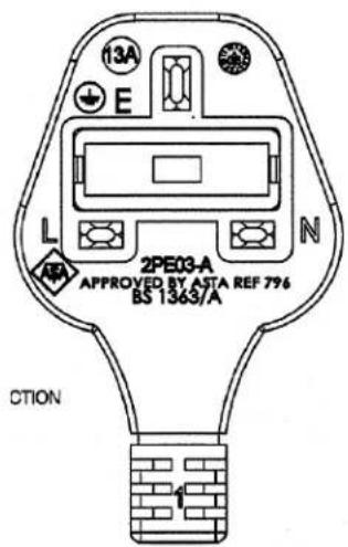 13A E L N 2PE03-A APPROVED BY ASTA REF 796 BS 1363/A CTION