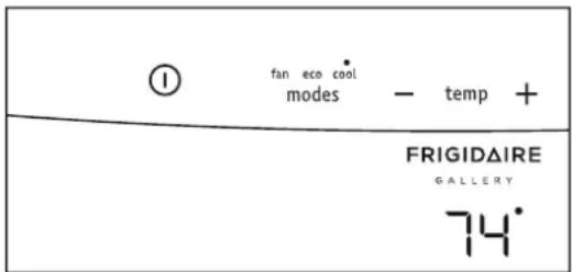 ① fan eco cool modes - temp + FRIGIDAIRE GALLERY 74°
