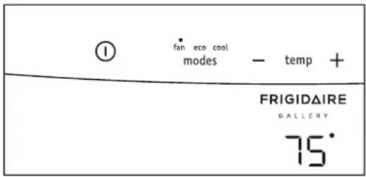 ① fan eco cool modes - temp + FRIGIDAIRE GALLERY 75°