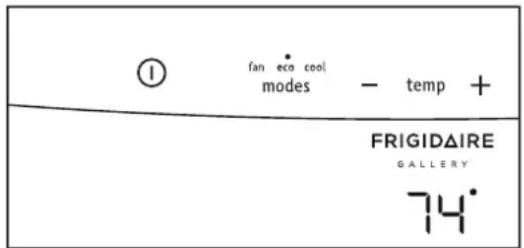 ① fan eco cool modes - temp + FRIGIDAIRE GALLERY 74°