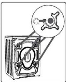 Diagram showing a washing machine with a close-up view of the internal components and a magnified view of the main body.