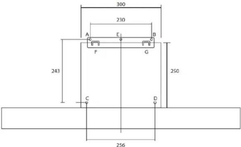 300 230 A E B F G 243 250 C D 256