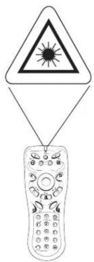 Warning sign with triangular warning symbol and remote control icons below