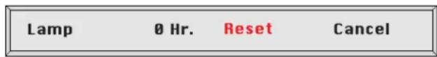 Lamp 0 Hr. Reset Cancel