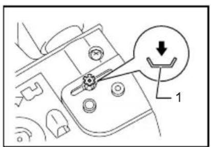 Technical diagram showing a mechanical assembly with labeled component '1' and a downward arrow indicating direction.