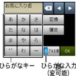 お気に入り名 あ か さ た な は ま や ら * わ ー 変換 確定 7A18 OK ひらがなキー ひらかな入力 (変可能)