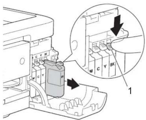 BROTHER DCP-J983N - なくなった色のリリースレバー (1) を押し下げる - 1