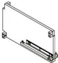 Technical line drawing of a mechanical bracket or enclosure with mounting holes (no text or symbols)