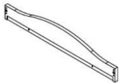 Isometric line drawing of a curved structural beam or support frame (no text or symbols)