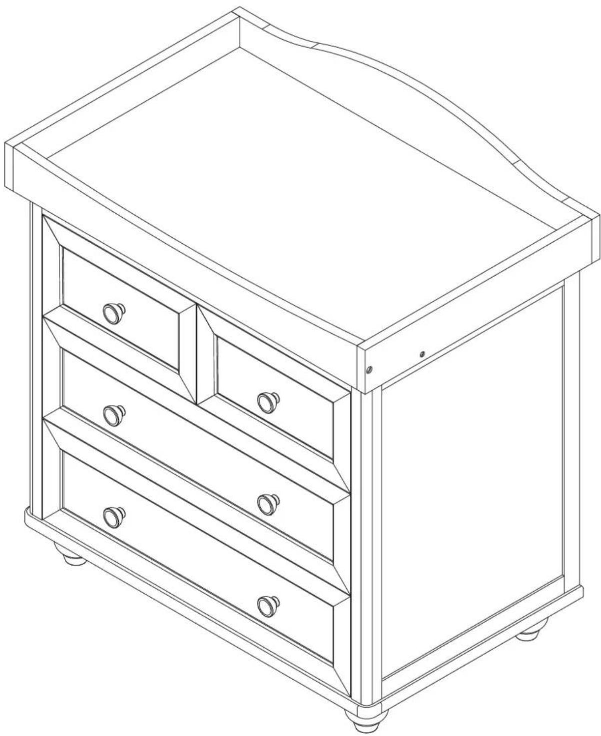 Line drawing of a simple wooden bed with drawers and wheels (no text or symbols)