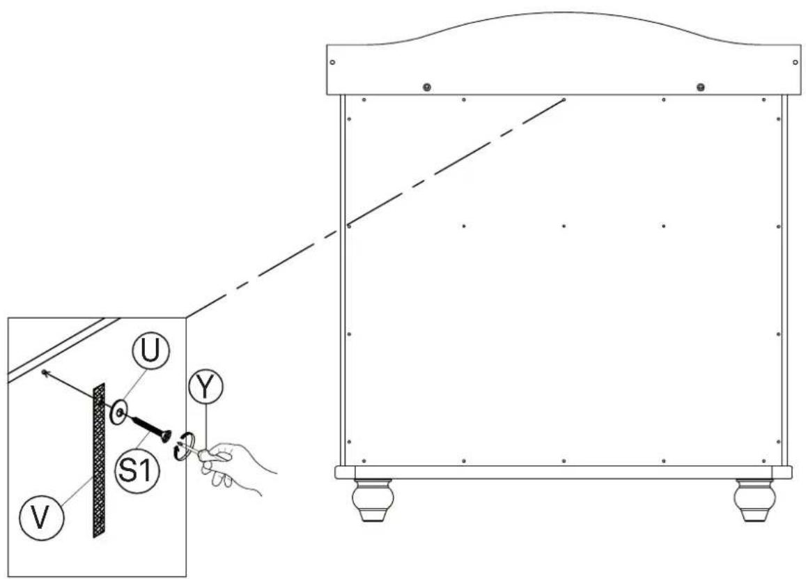 Technical diagram showing a table setup with labeled components and an inset view of a hand holding a tool near a table.