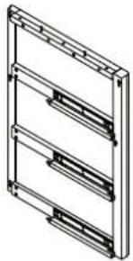 Isometric line drawing of a multi-tiered rectangular frame with no text or symbols