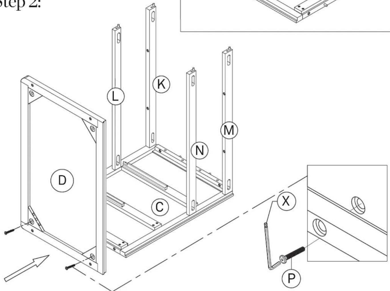 Step 2: D L K M N C X P