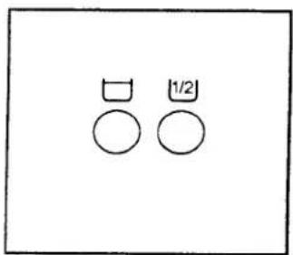 Simple diagram with two circles and a small rectangle, no text or symbols present