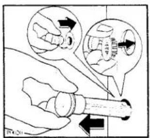 Diagram illustrating a hand holding a tool with magnified views of mechanical components, including gear and gear meshing.