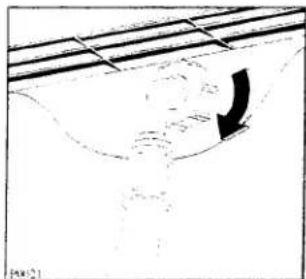 Simple line drawing of a curved object with an arrow, no text or symbols present