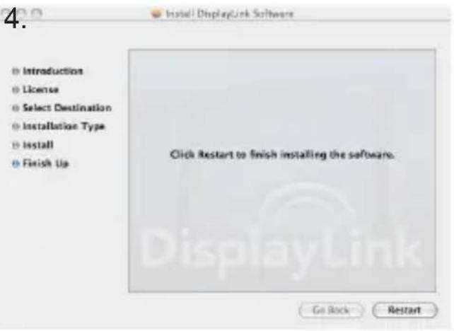 4. ● Introduction ● License ● Select Destination ● Installation Type ● Install ● Finish Up Click Restart to finish installing the software. Go Rock Restart