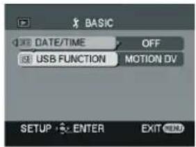 BASIC DATE/TIME OFF USB FUNCTION MOTION DV SETUP ENTER EXIT