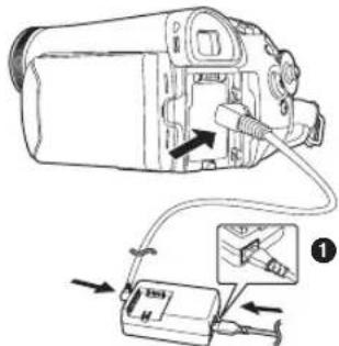 Diagram showing a camera module connected to a battery pack with labeled components and wiring connections