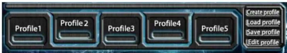 Profile1 Profile 2 Profile3 Profile4 Profile5 Create profile Load profile Save profile Edit profile