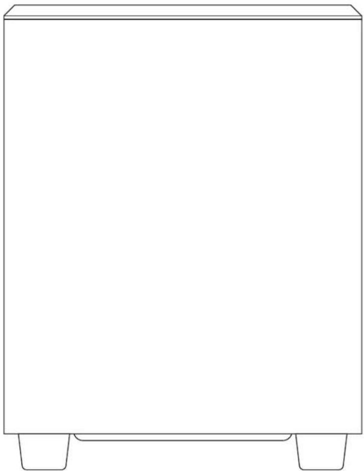 Simple line drawing of a rectangular cabinet or enclosure with two side supports (no text or symbols)