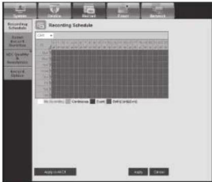 Recording Schedule CASH No Recording Continuous Break Break(CAR)End Apply to: 14.0% CASH OK Cancel