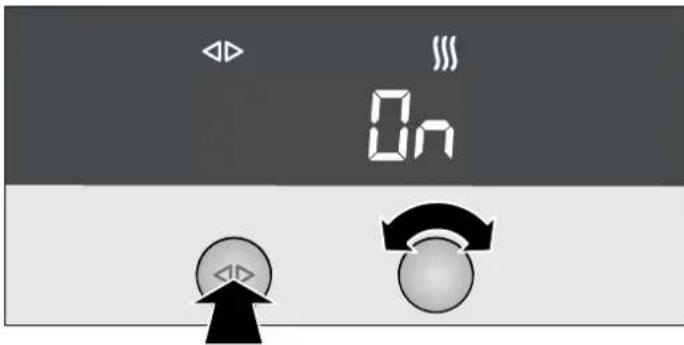 Digital display showing 'On' with navigation arrows and control buttons below
