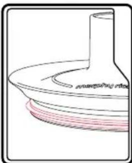 Simple line drawing of a funnel-shaped object with a pink striped base (no text or symbols)