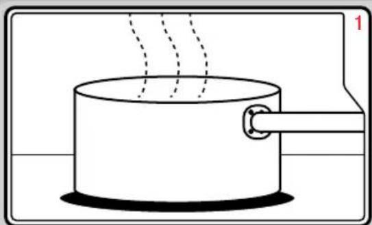 Simple line drawing of a cooking pot with steam rising from a pipe (no text or symbols)