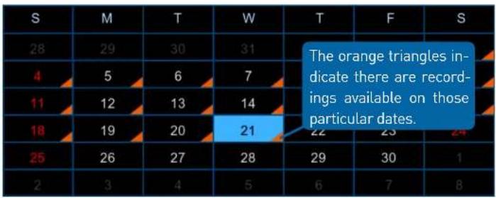 S M T W T F S 28 29 30 31 4 5 6 7 11 12 13 14 18 19 20 21 25 26 27 28 29 30 1 2 3 4 5 6 7 8 The orange triangles in- dicate there are record- ings available on those particular dates.