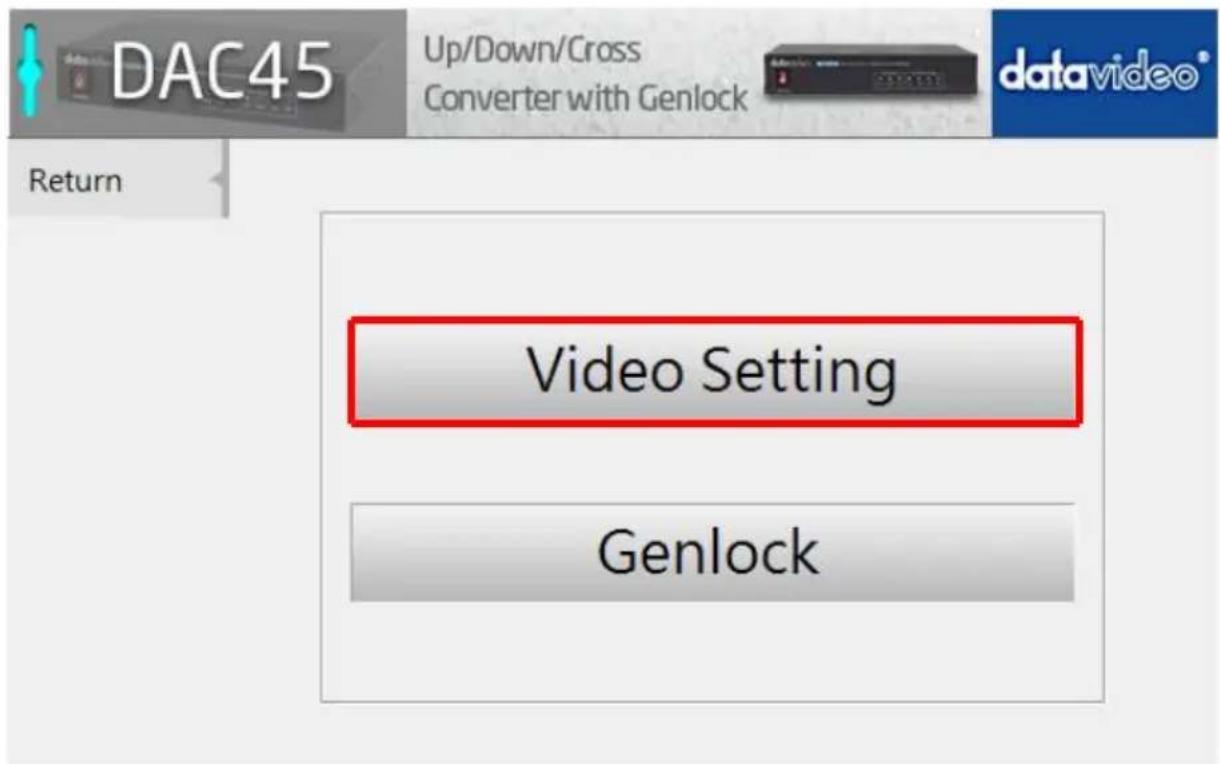 DAC45 Up/Down/Cross Converter with Genlock Return Video Setting Genlock