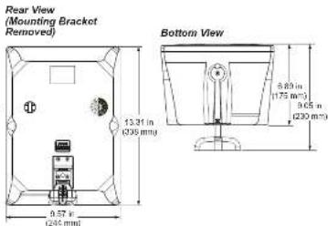 Rear View (Mounting Bracket Removed) Bottom View 13.31 in (336 mm) 6.89 in (175 mm) 9.65 in (230 mm) 9.57 in (244 mm)