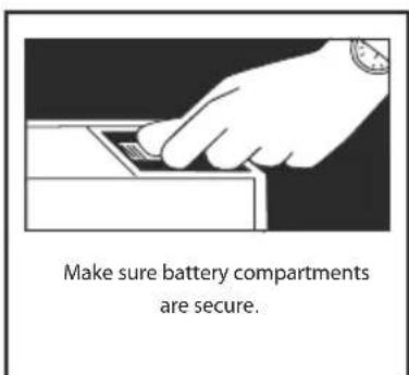 Make sure battery compartments are secure.
