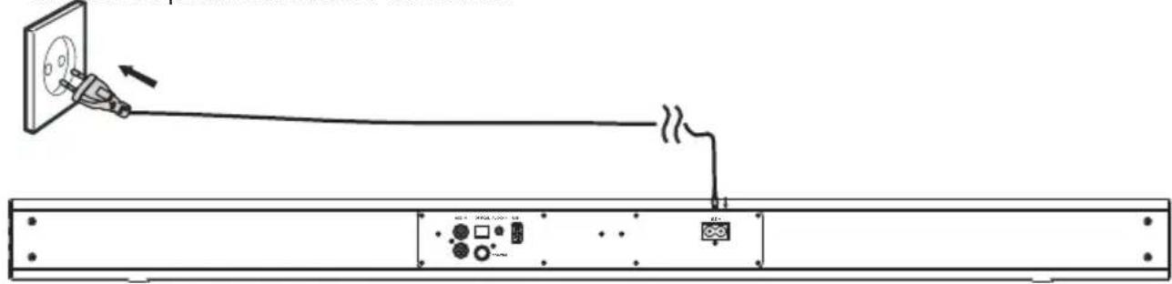Diagram showing cable connection to a power outlet with labeled components and wiring path