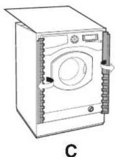 HOTPOINT BWMD 742 (EU) - Aplicación del panel de madera en la puerta e introducción de la máquina en los muebles: - 2