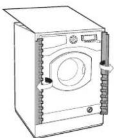 HOTPOINT BWMD 742 (EU) - Mounting the wooden panel onto the door and inserting the machine into cabinets: - 2