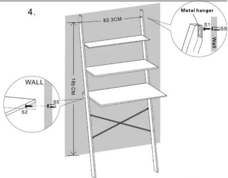 4. 82.3CM 185 CM Metal hanger S1 S5 Wall WALL S2 S5