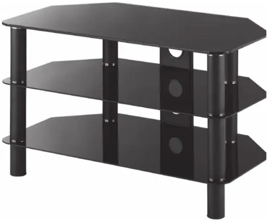 Logik S800BG11X - Black Tempered Glass TV Stand - 1