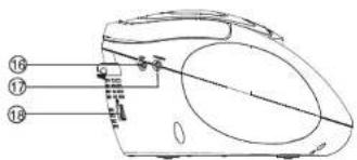 Technical diagram of a device with numbered parts labeled 14, 17, and 16 pointing to specific components.
