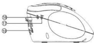 Technical diagram of a device with numbered parts labeled 16, 17, and 18 pointing to internal components.