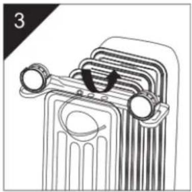 Diagram of a mechanical component with rotating parts and a curved arrow indicating rotation (no text or symbols)