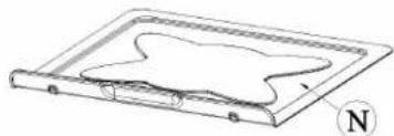 Diagram of a rectangular plate with a curved internal structure and a compass needle labeled 'N' (no text or symbols on the diagram itself)